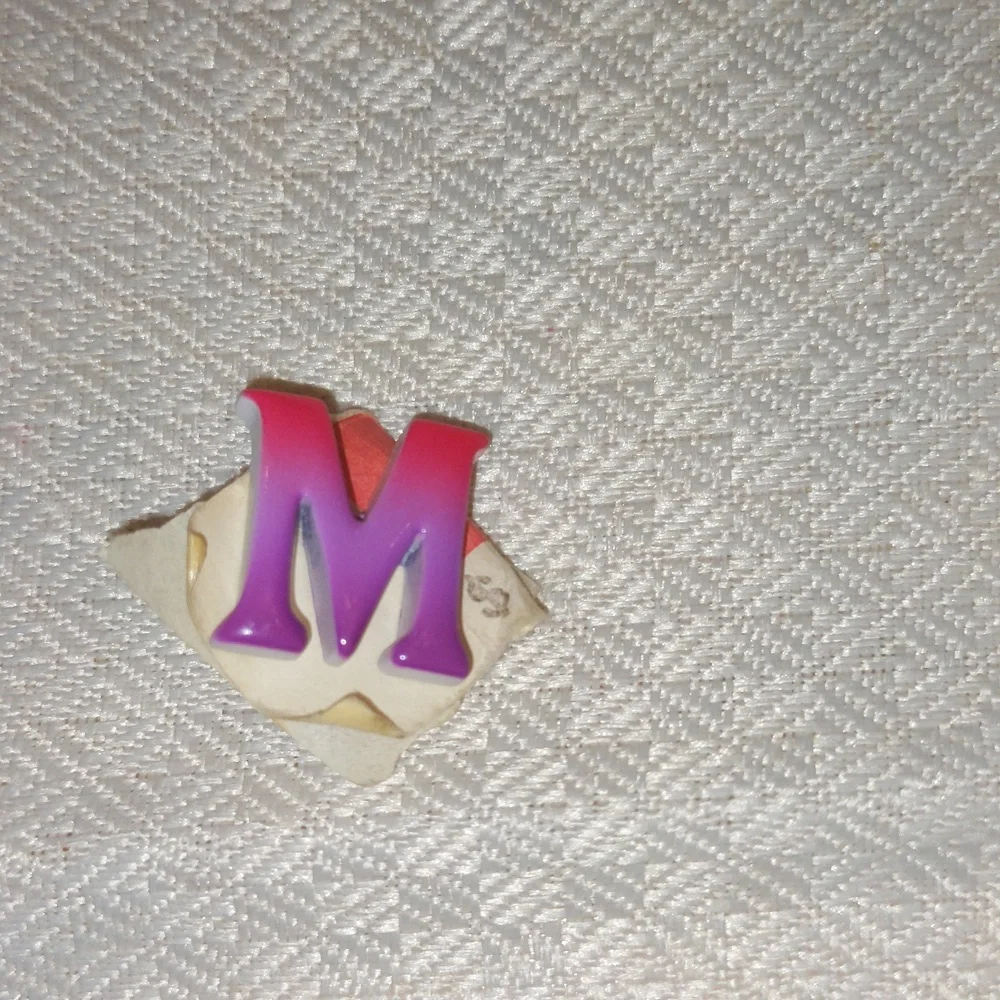 Vintage Lapel Pin - Letter / Initial M Monogram Pink Purple Ombre 80s Never Worn